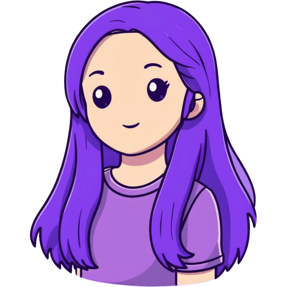 Girl purple long hair  emoji