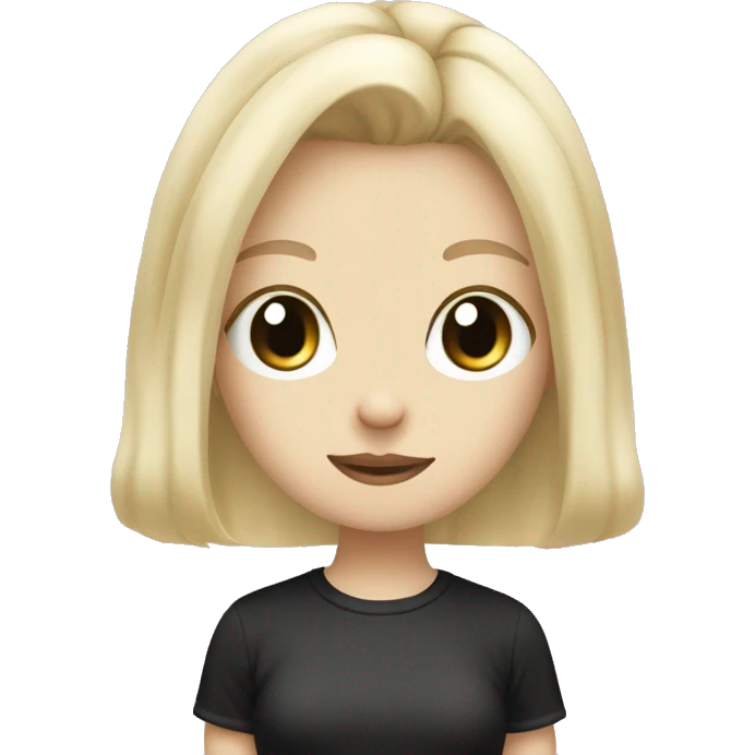 Blonde girl wearing kuromi T shirt emoji