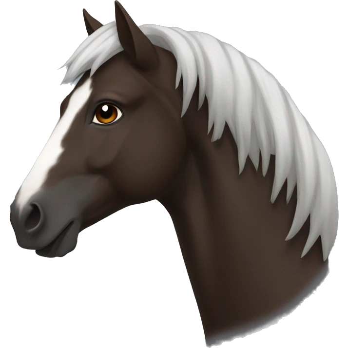Dark brown horse with dark brown mane and small white star marking emoji