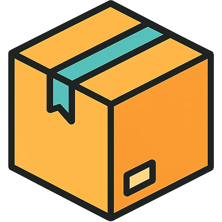 a cardboard box with one side showing, slightly stylized, clean lines emoji