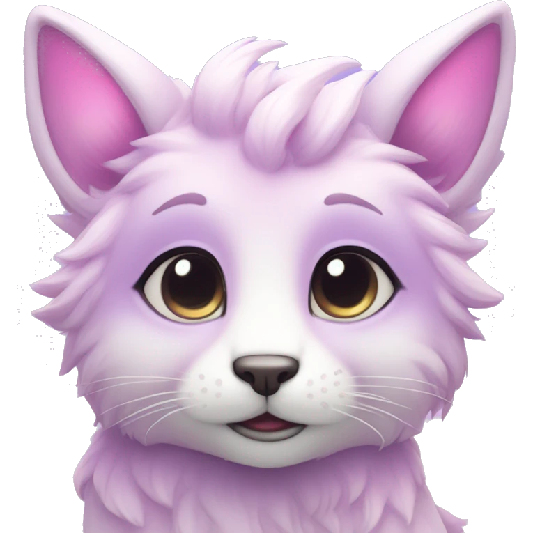 Kawaii colorful bright light pastel lilac-pink-white-gradient fantasy ethereal anthro fursona animal creature emoji