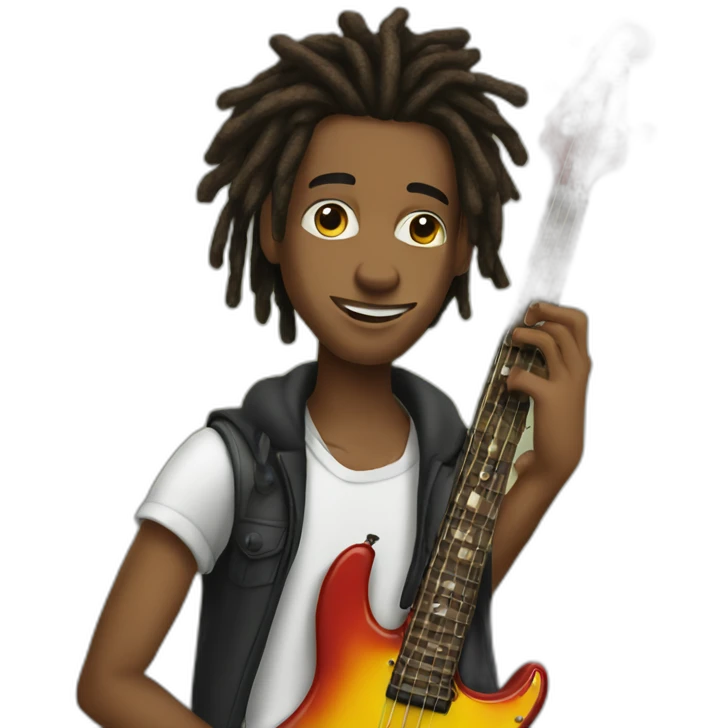 young man with dreadlocks playing the bass emoji