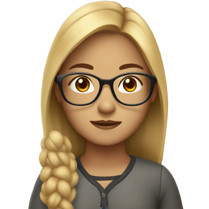 Asian honey blonde girl with glasses emoji