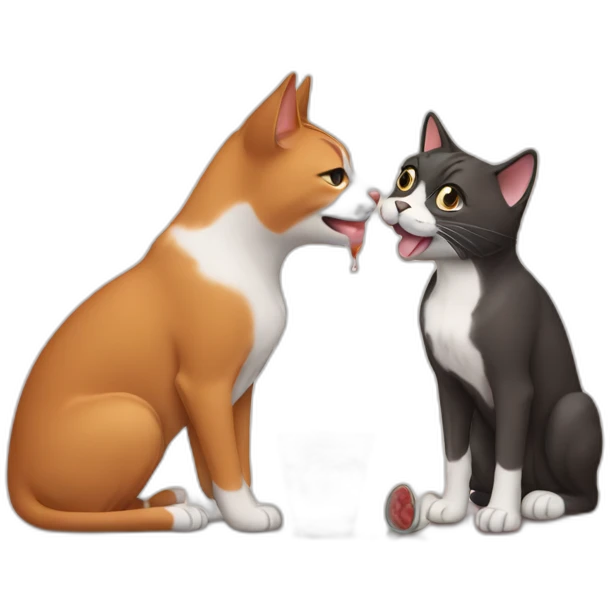 cat drinking with dog emoji