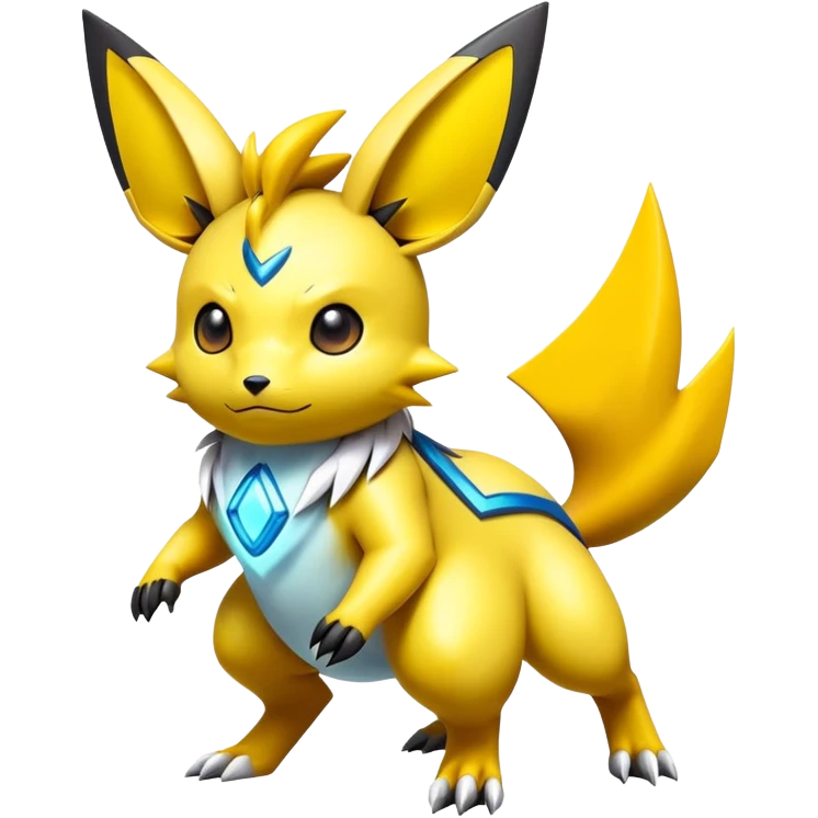 Shiny Futuristic Colorful Pichu-Raichu-Renamon-Zeraora-hybrid-creature emoji