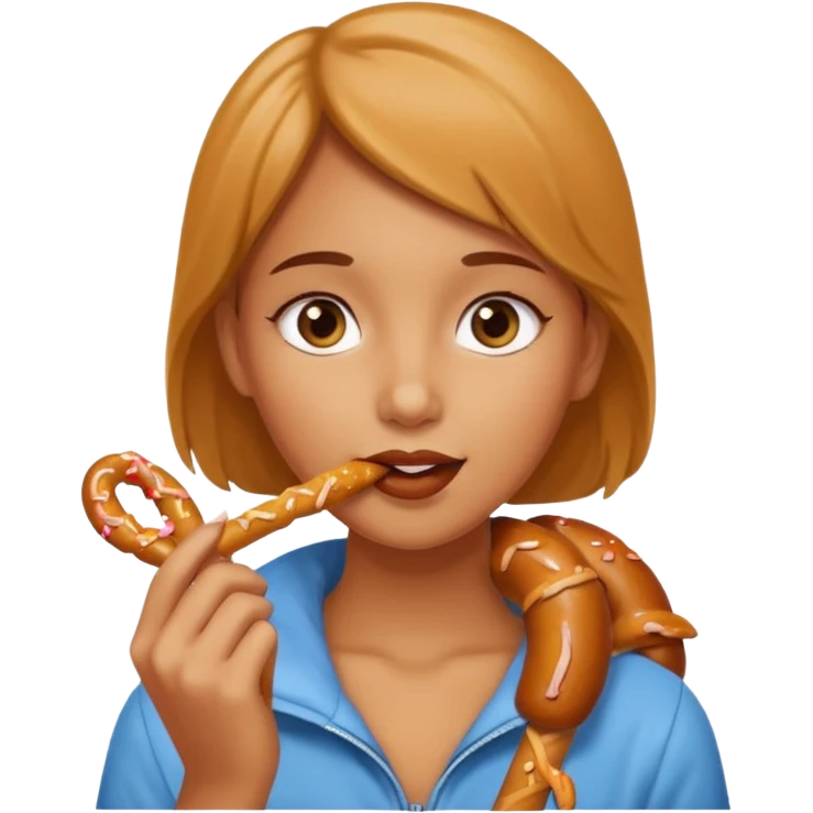 Girl eating stick emoji