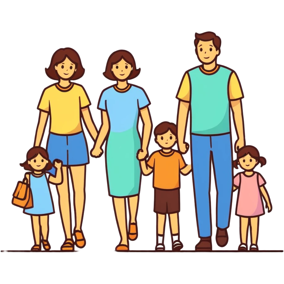 Mom and dad with 3 girl children  emoji