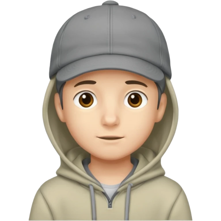  boy wearing grey hoddi(wearing the cap)  emoji