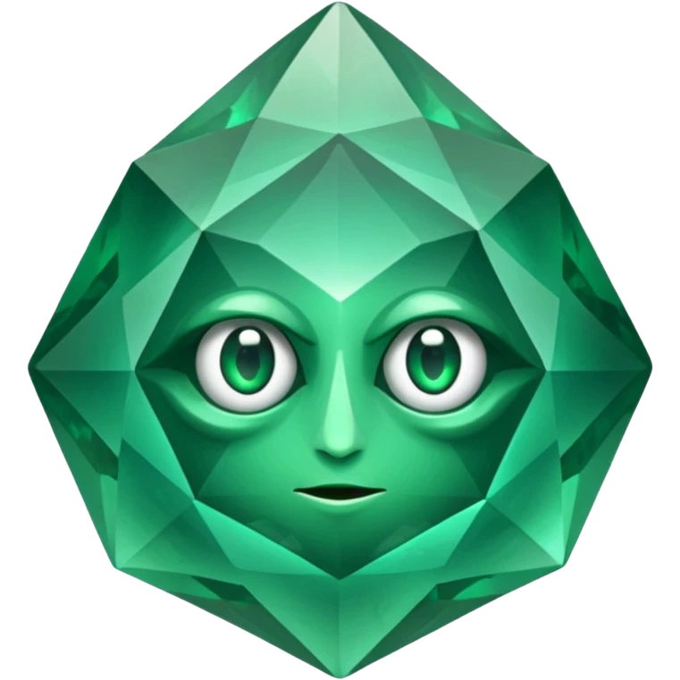 very sharp green gem mineral looking like reefs, very shiny with two eyes emoji
