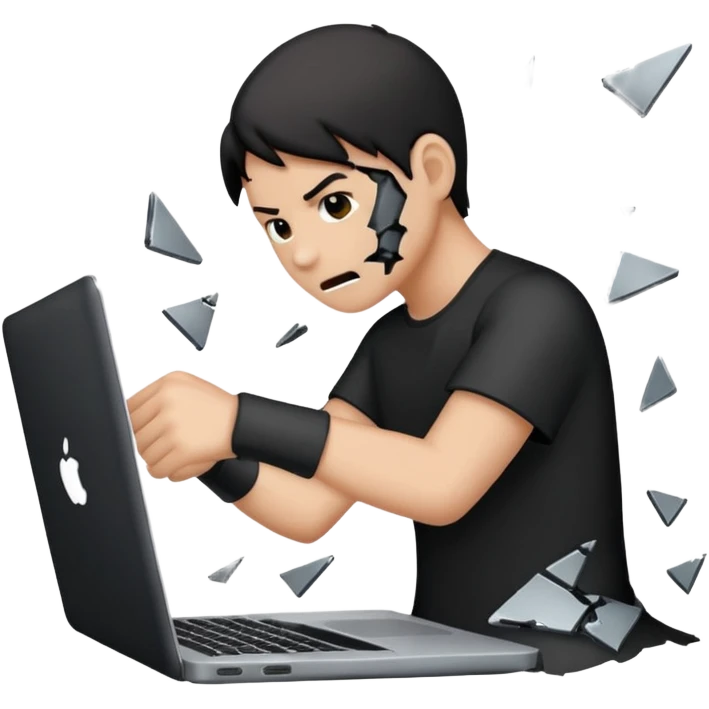 smashing a laptop emoji