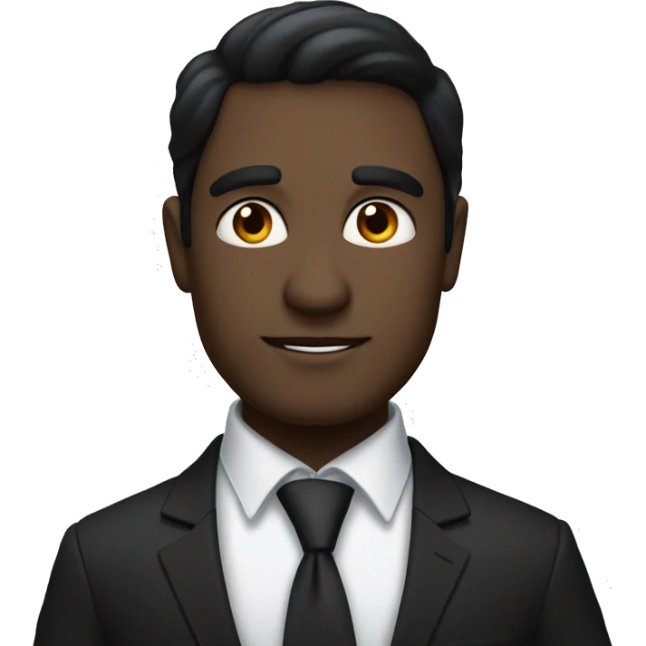 create a gentleman who looks sharp like a cel with a black suit, sharp facial features, black hair, black eyes, indian face emoji
