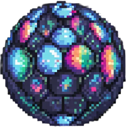 Night Life Universal logo, pixel art style, disco ball and nightlife elements emoji