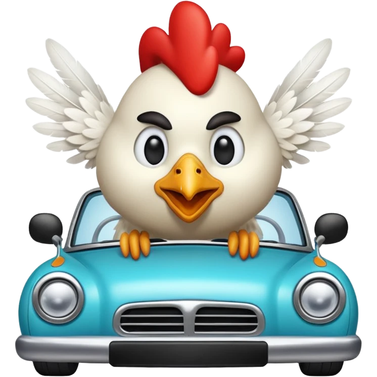 Chicken driving a car emoji