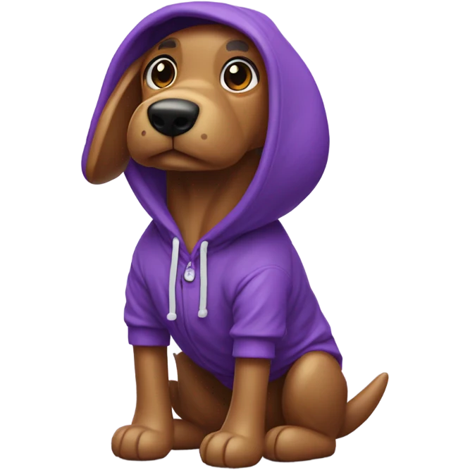Balloon dog with a purple hoodie emoji