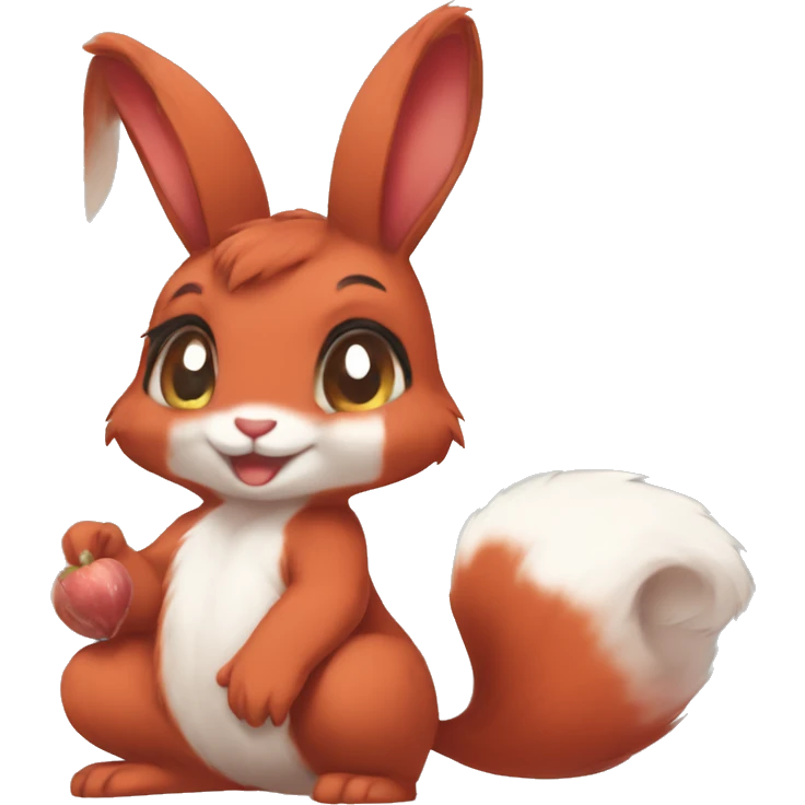 Anthro Sona Fakemon Full Body Red Rabbit Squirrel Chibi Cute  emoji