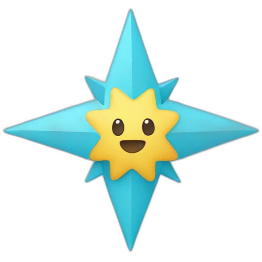 Rotated four point star flat baby blue color emoji