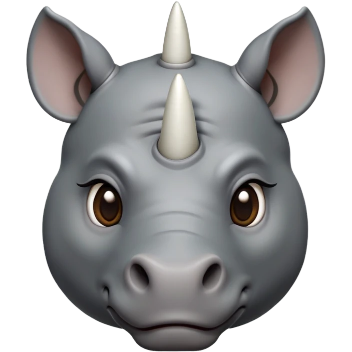 cinematic-noble-cute-rhinoceros-portrait-emoji,slate-grey-hide-poised-and-regal,-with-a-massive,-powerful-build-and-a-thick,--deep-set-soulful-piercing-eyes,-simplified-yet-sharp-and-sophisticated-features,-highly-detailed,-large-black-eyes, white horn, front facing emoji