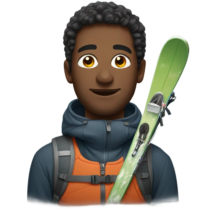 male portrait in nature with skis emoji