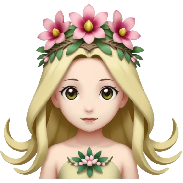 Cute Romantic Realistic  Floral Meloetta-Palkia-Cresselia-Digimon-Pokémon-Fakémon-hybrid-fusion, full body emoji