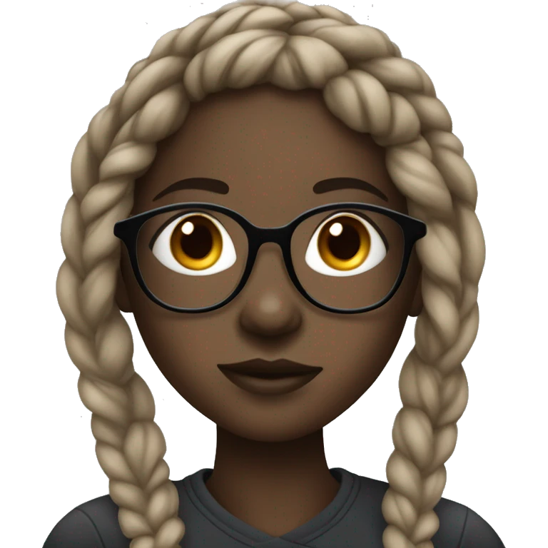 darkskin girl with braids with nose piercing and glasses emoji