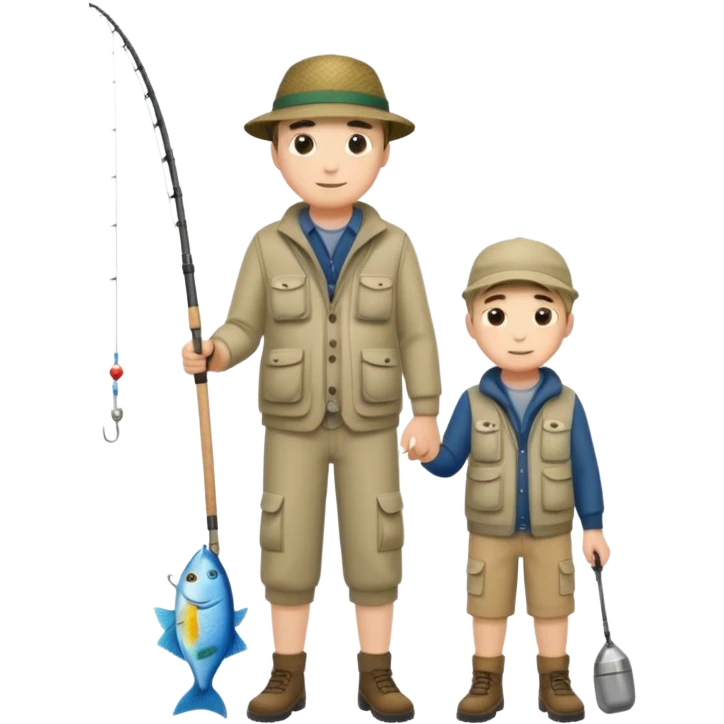 father and son fishing, full body emoji