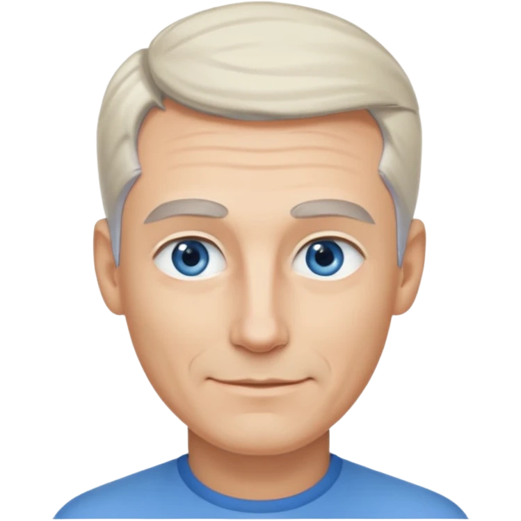 Avatar pic male gray hair blue eyes clean shaven blonde eyebrows high cheekbones sly smile emoji