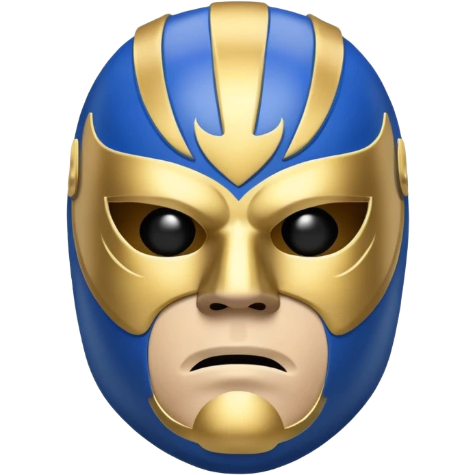 sad face emoji with a blue and gold luchador mask emoji