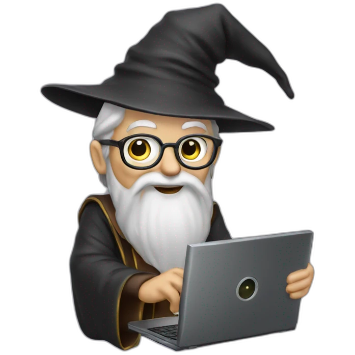 wizard showing his computer emoji
