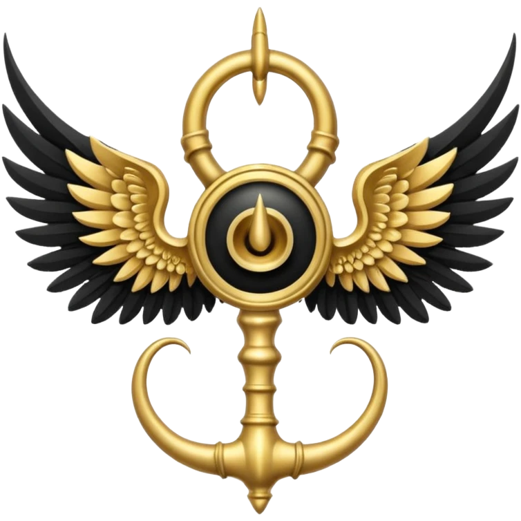 holy emblem with black wings with horn emoji