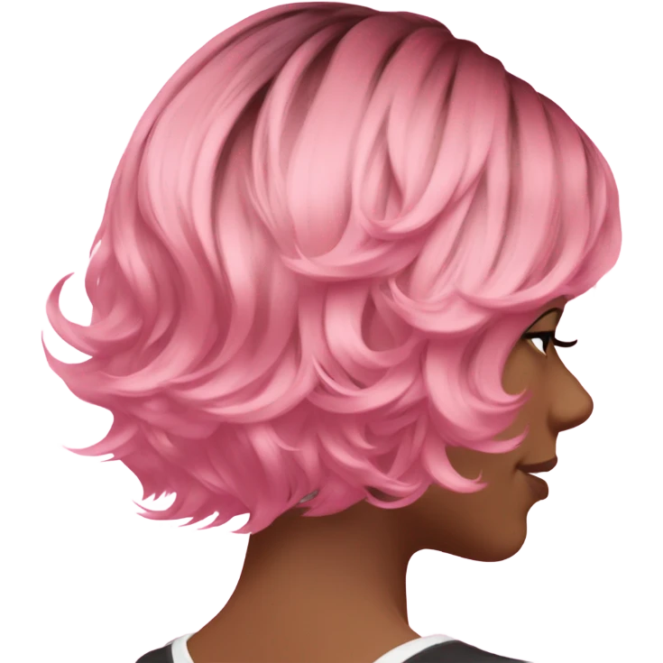 Pink wavy to side short hair back view emoji