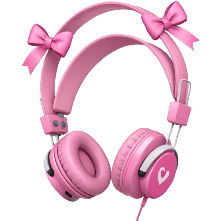 audifonos de color rosa y lazos rosas  emoji
