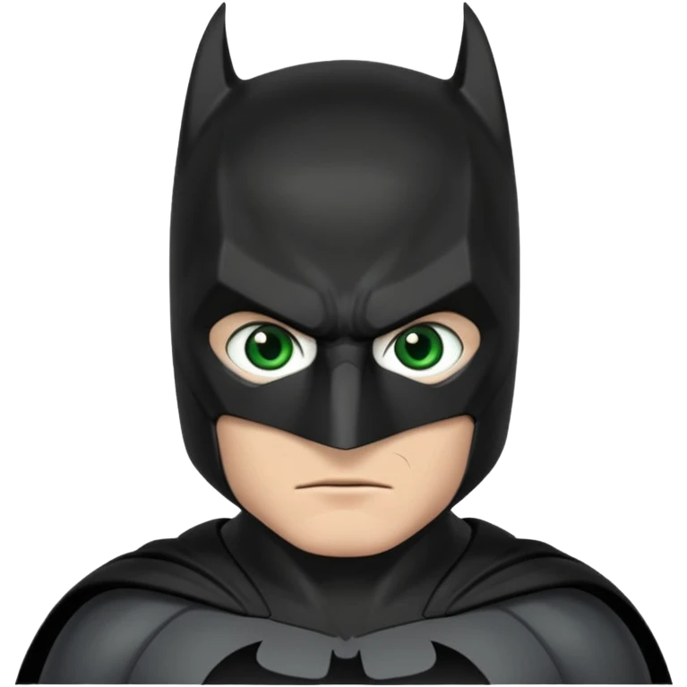 batman con el traje del caballero oscuro, solamente con los ojos verdes, el resto del traje que no sea verde emoji