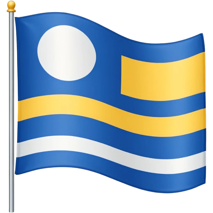 A flag with Blue on top than in the middle White and on the bottom yellow emoji