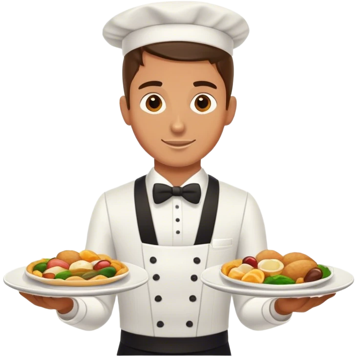 waiter showing plates of food emoji