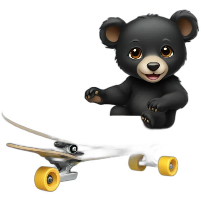 baby formosan black bear riding skateboard emoji