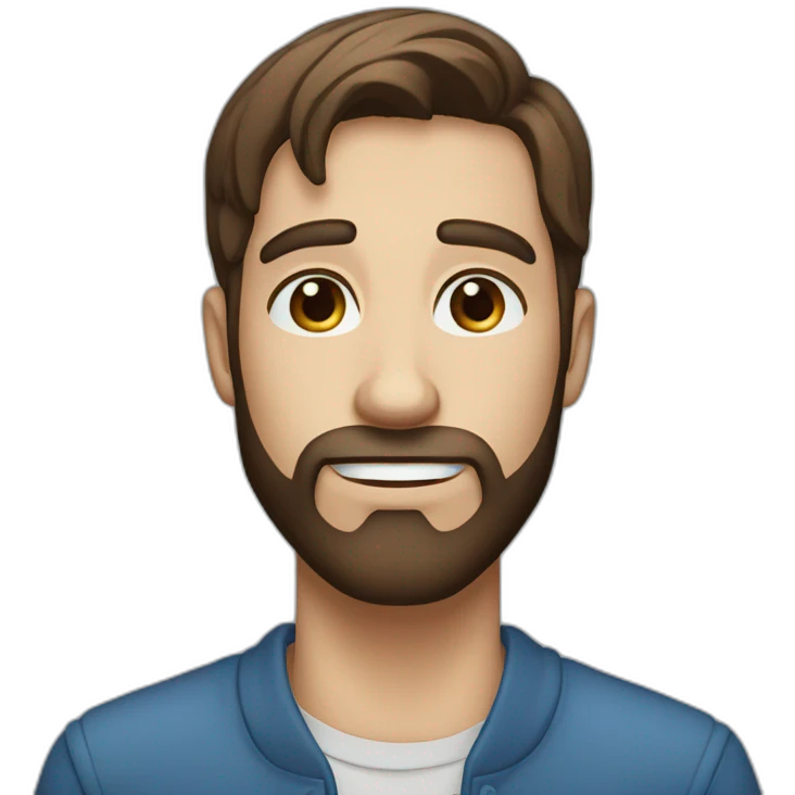 handsome guy with straight long brown hair blue eyes with beard emoji