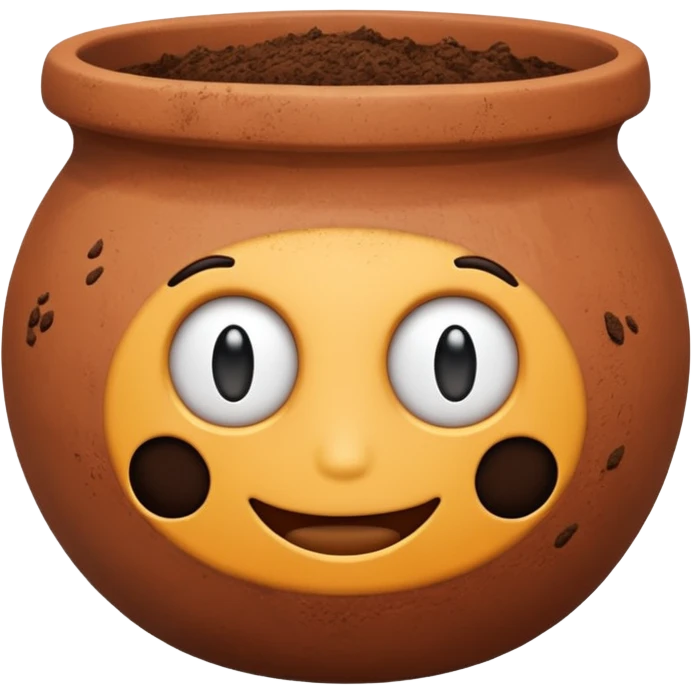 top down view of a round clay pot, emoji style emoji
