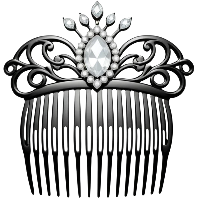 elegant white hair comb with diamonds emoji