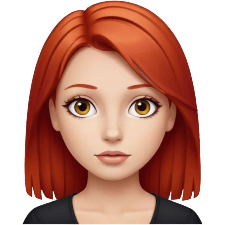 una chica maquillada con el pelo liso y pelirrojo emoji