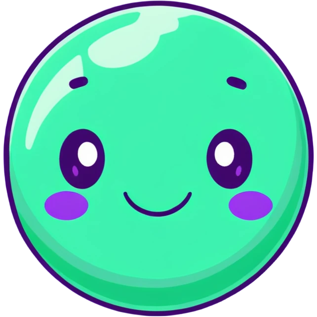 emerald green planet with lighter green spots and a cute beaming face emoji