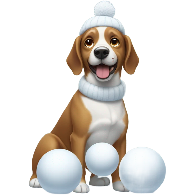 Dog building snowman emoji