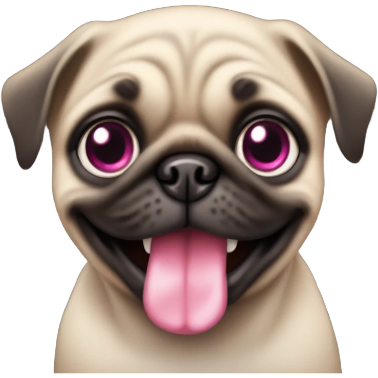 Baby pug with big pink
 eyes smiling  emoji