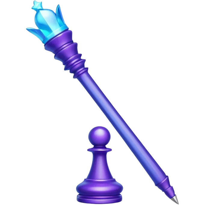 Create a small, visually appealing icon of a magic wand (chess wand style) to represent creativity and artistic design. Use a clean, modern look with glowing accents in purple and blue shades.
 emoji