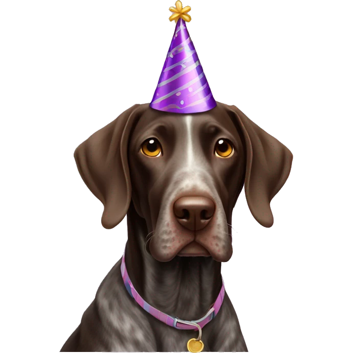 German shorthair with party hat emoji