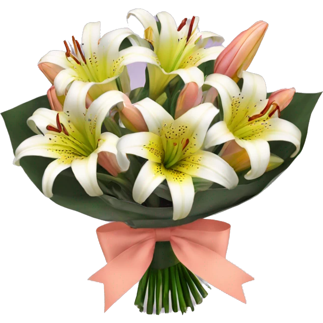 valley of lily bouquet with coquette bow emoji