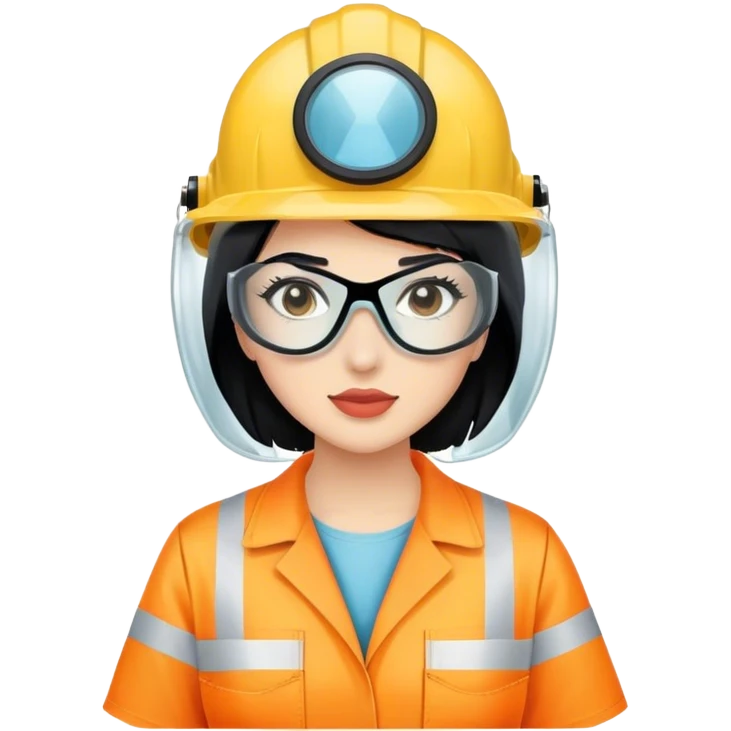 Woman with black hair with PPE emoji