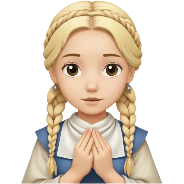 girl with blond braids holding a white handkerchief, medieval age emoji