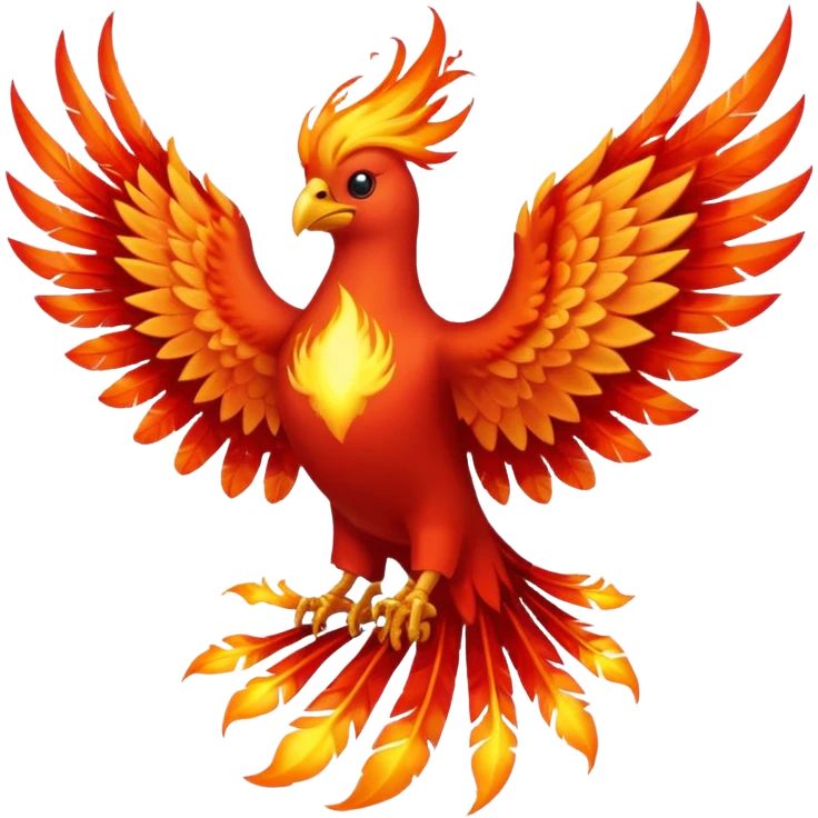 Phoenix force from marvel in a shape of flame bird face to screen with spread wings emoji