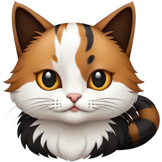 Gato de color blanco, negro y café  emoji