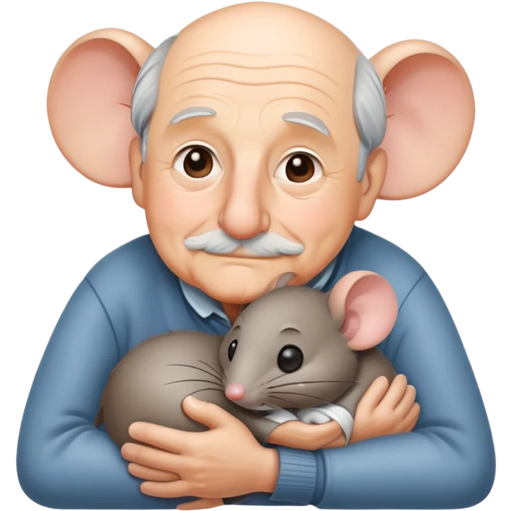 Дедушка обнимает мышь сзади emoji